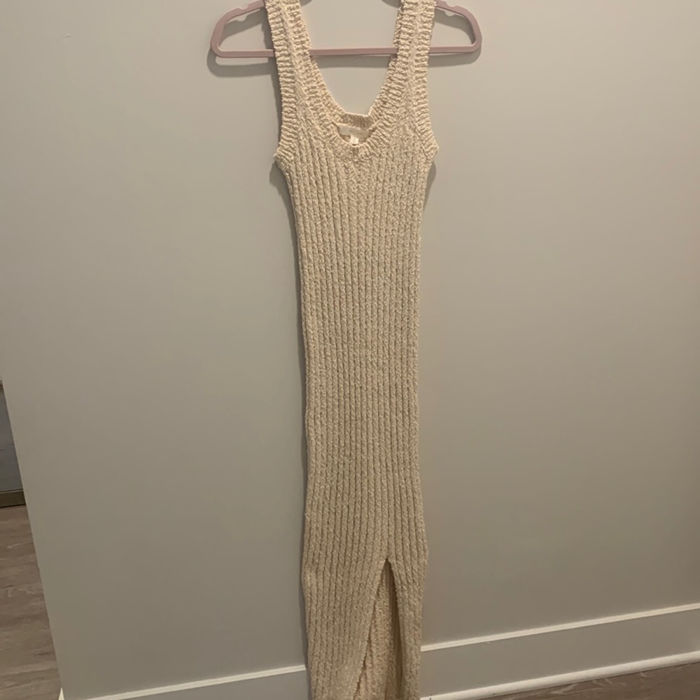 Cream thick sweater tank dress